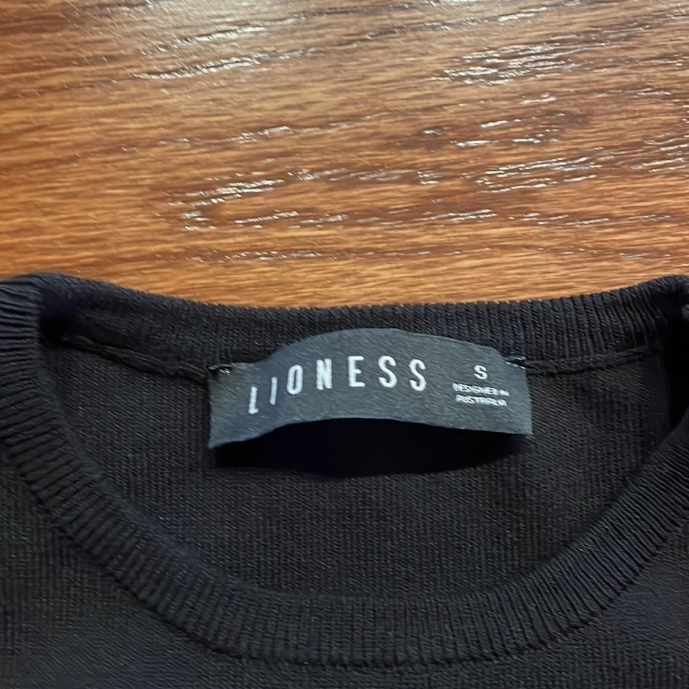 LIONESS women’s Military Minds mini dress black knit drawstring sides ruching SM